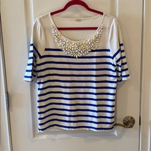 J. Crew Short Sleeve Blue and White Stripe Shirt